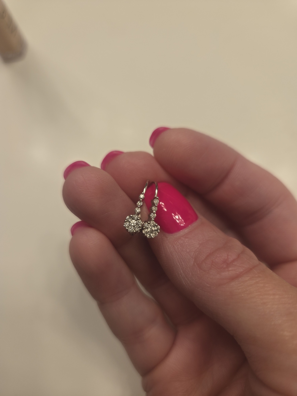 Dainty Crystal Cluster Drop Earrings - Silver Tone